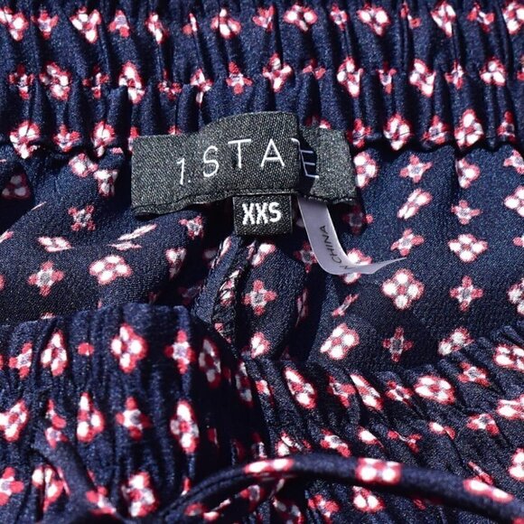 1.State Floral Draw String Pull On Pants Dark Blue Red White XXS - Picture 4 of 9